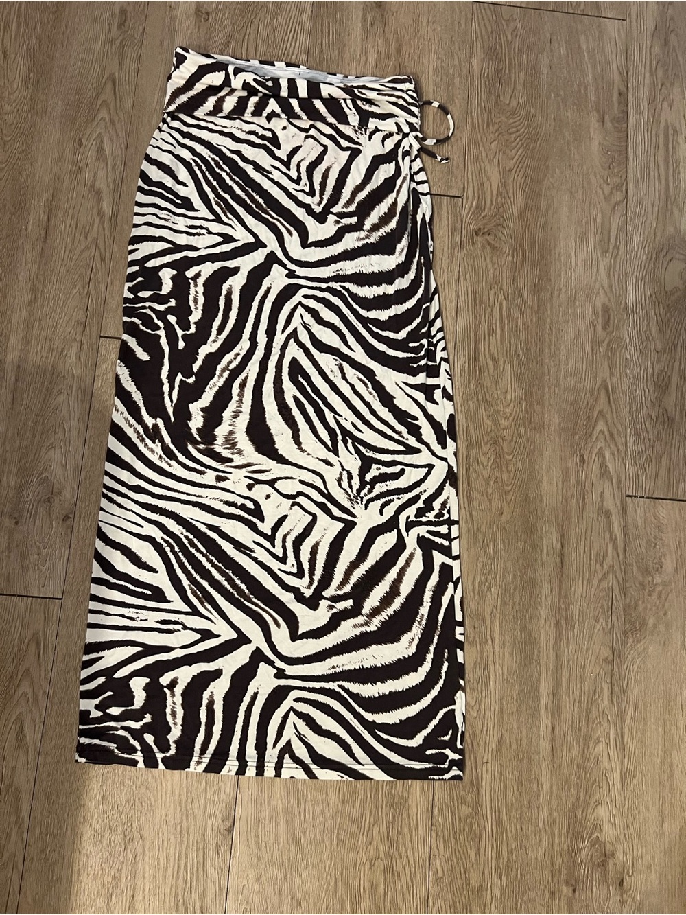 Cream and brown zebra maxi skirt